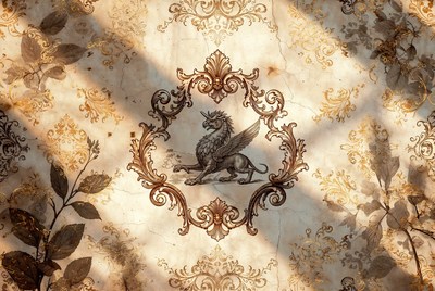 Ornate Griffin in Baroque Frame