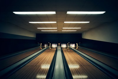 Bowling alley with pins ready