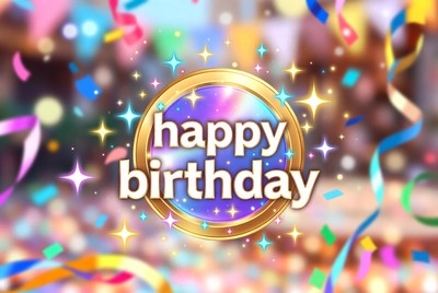 Happy Birthday with Confetti and Stars