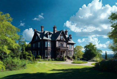 Victorian Mansion in Green Landscape