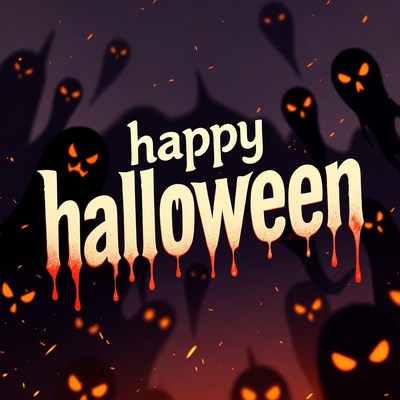 Happy Halloween Ghosts Illustration