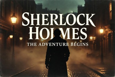 Sherlock Holmes Silhouette in Foggy Street