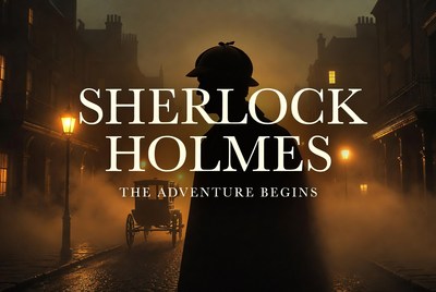 Sherlock Holmes Silhouette in Foggy Street