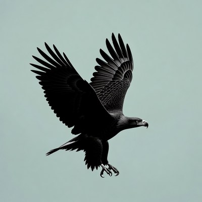 Eagle flying with wings spread