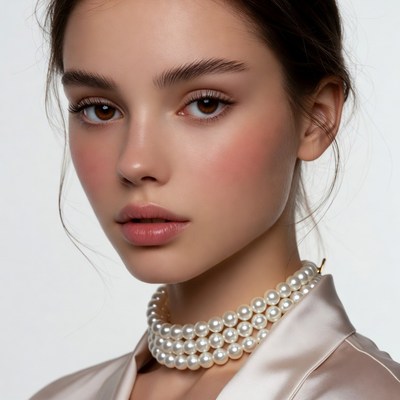 Young woman with pearl necklace