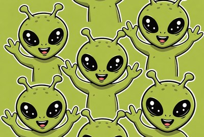 Cute Cartoon Alien Seamless Pattern
