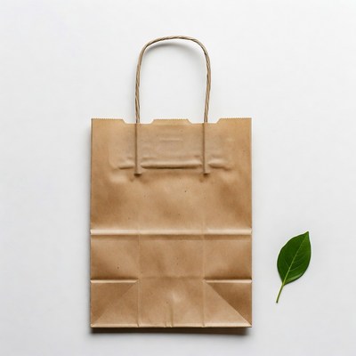 Brown Paper Shopping Bag with Leaf