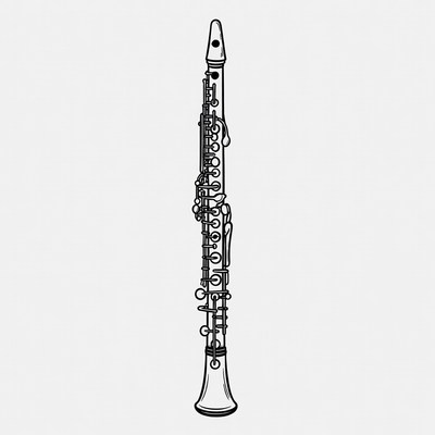 Black and white clarinet illustration