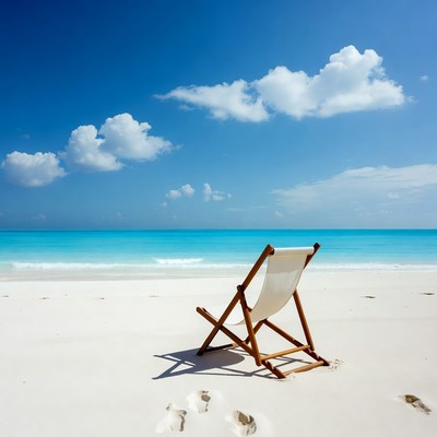 Wooden Chair on Tropical Beach