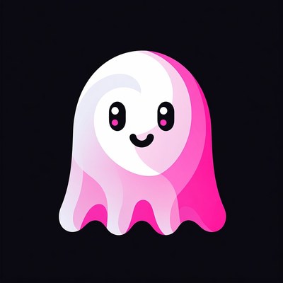 Cute Pink Ghost Illustration