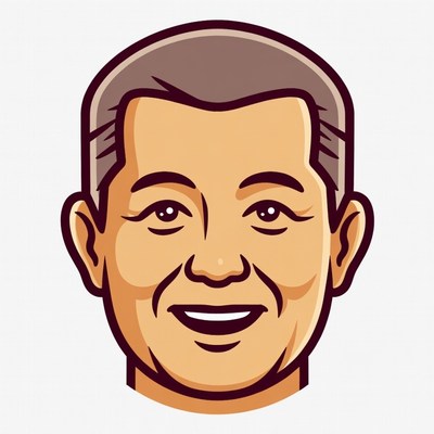 Smiling man cartoon portrait