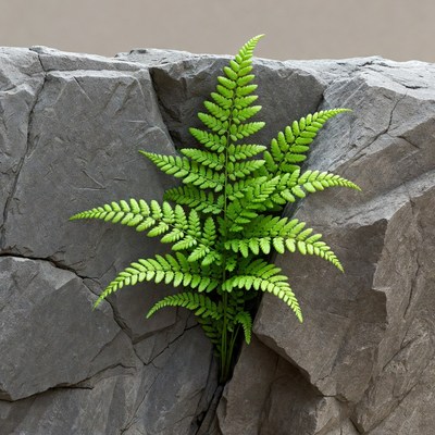 Fern Growing from Rock Crack