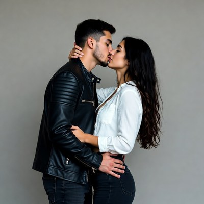 Man kissing woman passionately