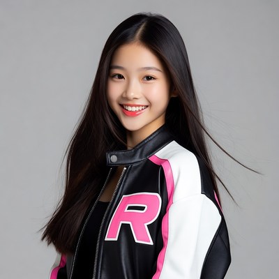 Asian girl smiling in racing jacket