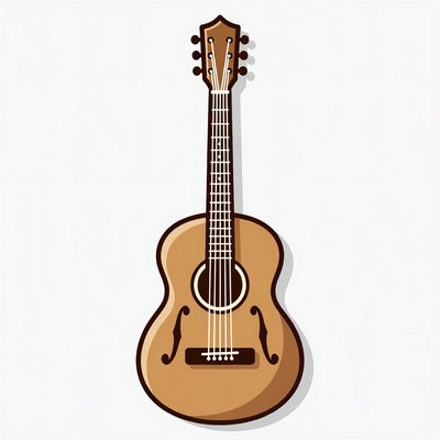 Brown Acoustic Guitar Illustration