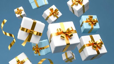 Floating Gift Boxes with Ribbons