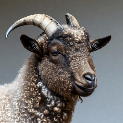 Curly-haired goat close-up