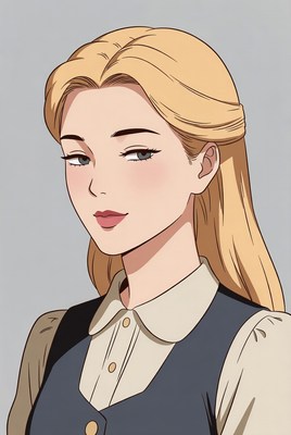 Blonde woman in navy vest