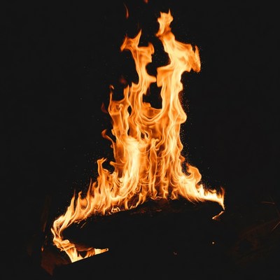 Burning Flames on Black Background