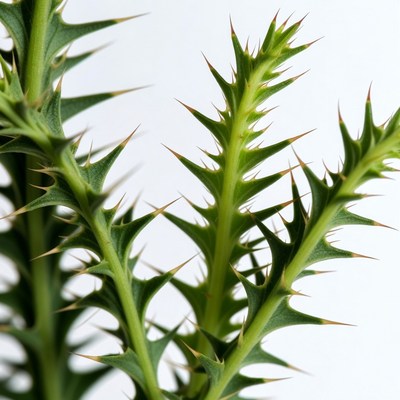 Spiky green thistle plant