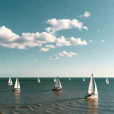Sailboats on ocean under blue sky