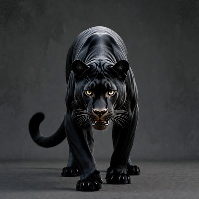 Black Panther Growling on Dark Background