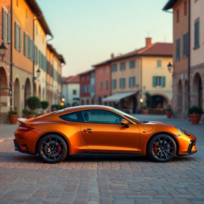 Orange Porsche 911 GT3 RS Parked in Italian Street