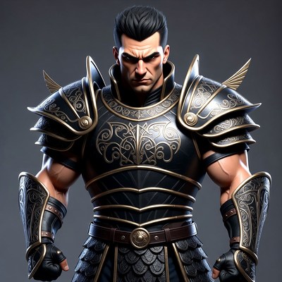 Muscular man in ornate fantasy armor