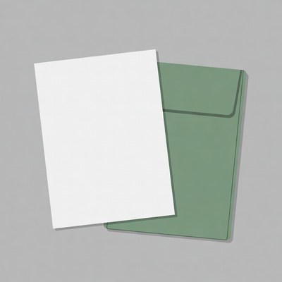 White Card and Green Envelope