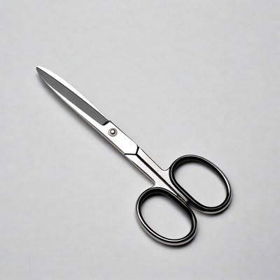 Silver Scissors on White Background