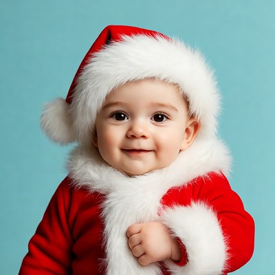 Baby boy in Santa suit