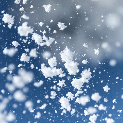 Snowflakes Falling on Blue Sky