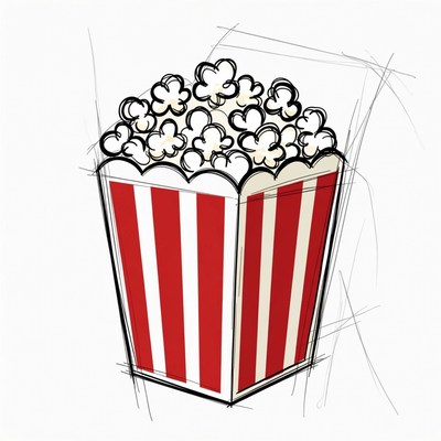 Popcorn in Red White Striped Carton