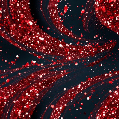 Red Glitter Swirls on Dark Background