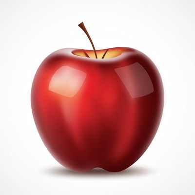 Shiny Red Apple with Stem