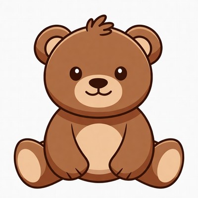 Cute cartoon teddy bear sitting