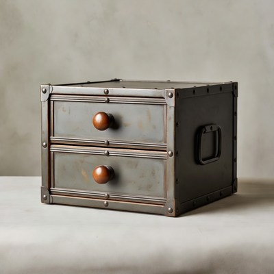 Vintage Two-Drawer Metal Chest