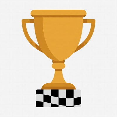 Golden Trophy on Checkered Base