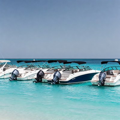 Luxury yachts docked in turquoise water