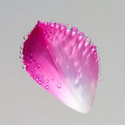 Pink petal with water droplets