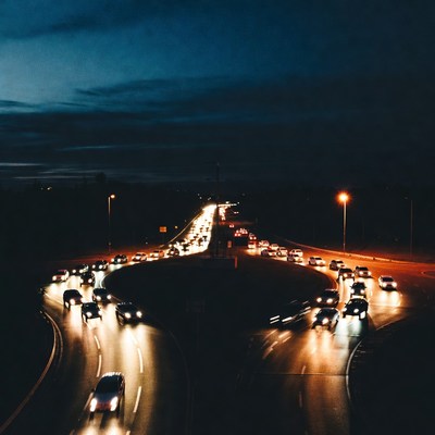 Night Traffic on Highway Interchange