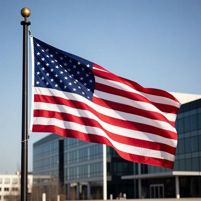 American Flag Waving on Pole