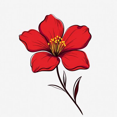 Red Flower Illustration on White
