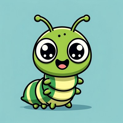 Cute green cartoon caterpillar