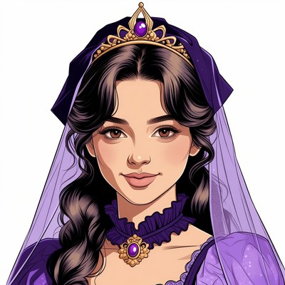 Purple Crown Princess Illustration