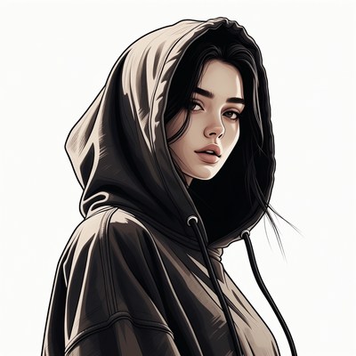 Woman in black hoodie