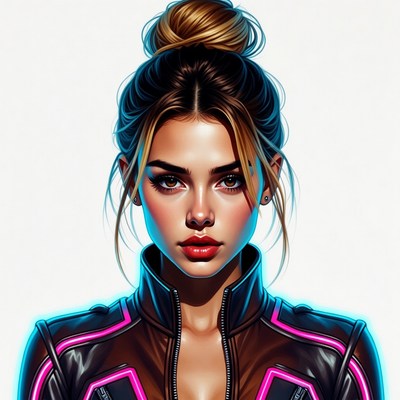 Woman with pink neon jacket