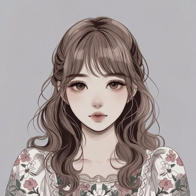 Anime girl with floral dress