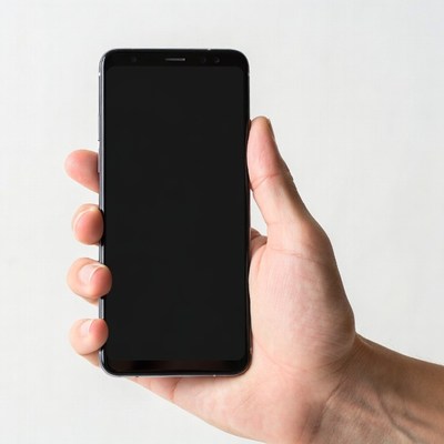 Man holding black smartphone