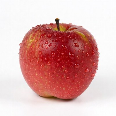 Red Apple with Water Droplets